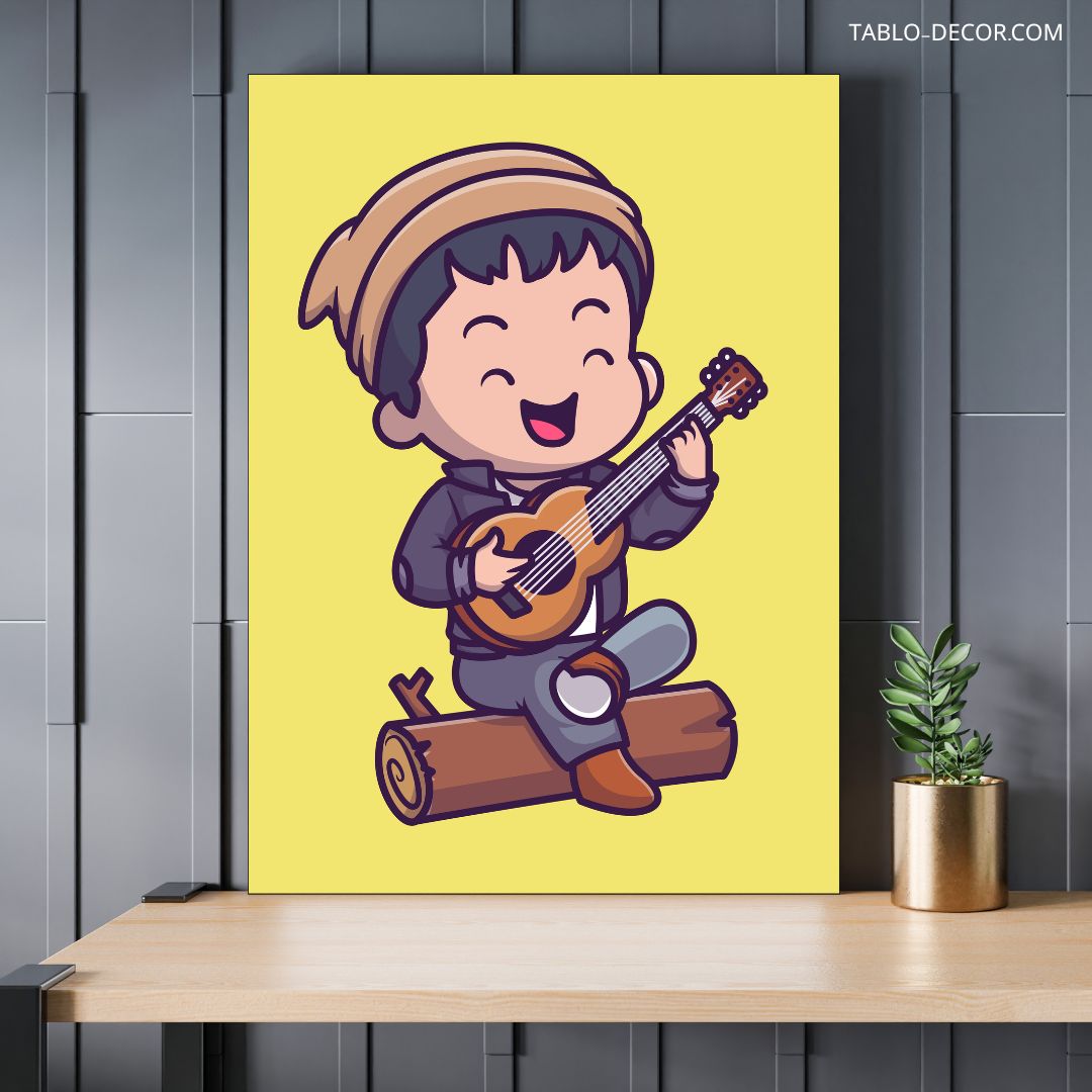 تابلو دکوراتیو مدرن پسر نوازنده musician boy