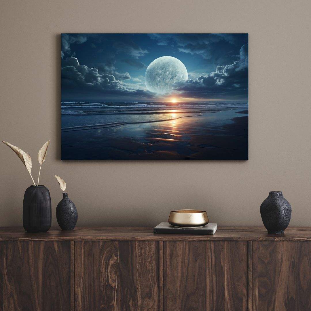 تابلو دکوراتیو فضایی ماه زیبا beautiful moon