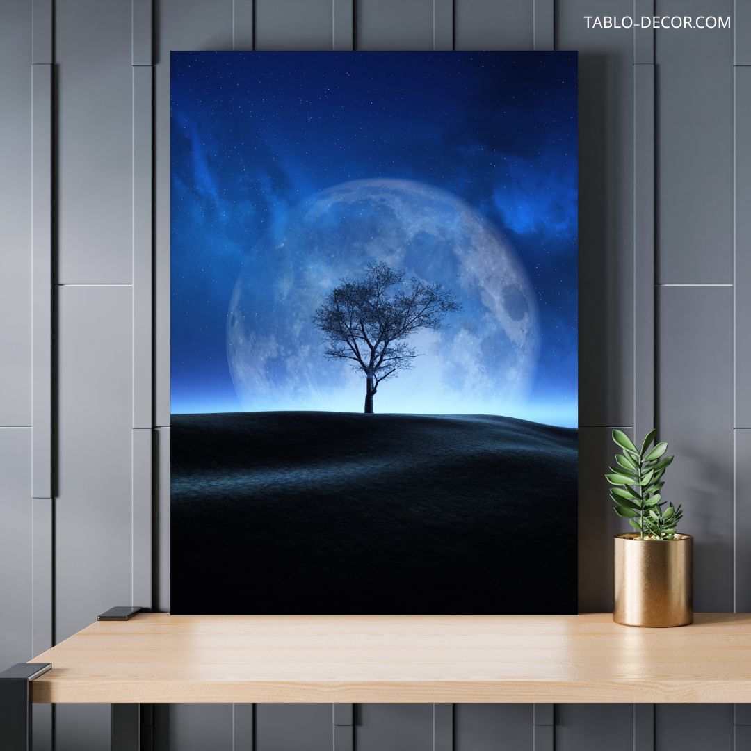 تابلو دکوراتیو فضایی ماه آبی blue moon