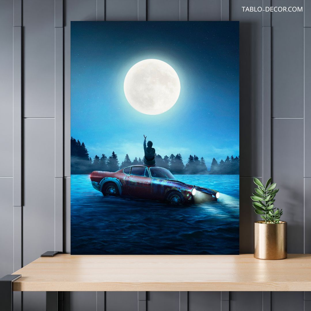 تابلو دکوراتیو فضایی ماه درخشنده Shining moon