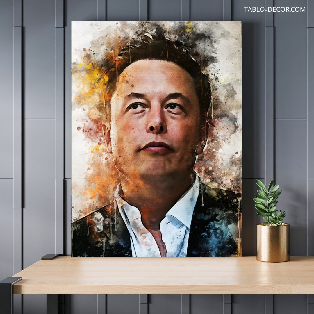 تابلو دکوراتیو مدرن ایلان ماسک در حال فکر Elon Musk is thinking