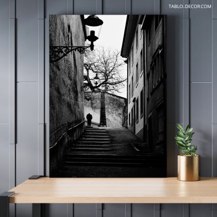 تابلو کلاسیک کوچه و درخت alley and tree