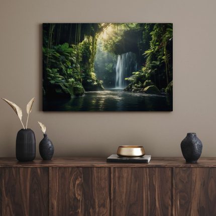 تابلو طبیعت جنگل و ابشار Forest and forest