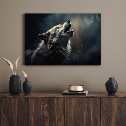 تابلو حیوانات زوزه گرگ Wolf howling