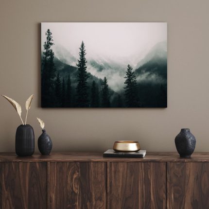 تابلو طبیعت جنگل و مه Forest and fog