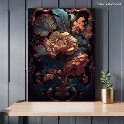 تابلو دکوراتیو کلاسیک گل و برگ flowers and leaves