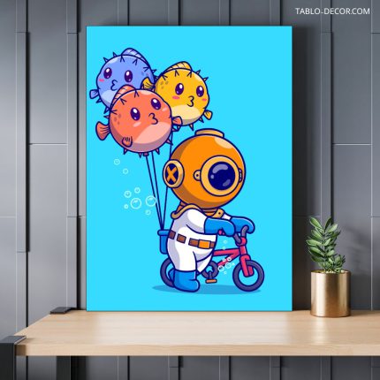 تابلو دکوراتیو مینیمال کارتونی فضانورد the astronaut