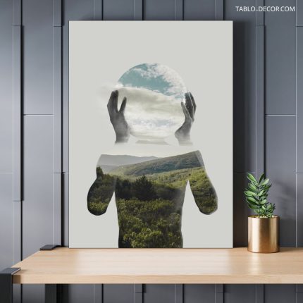 تابلو دکوراتیو مدرن انسان و کره ی زمین Man and the planet