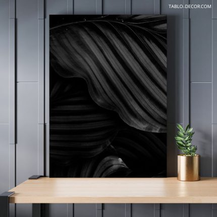 تابلو دکوراتیو مدرن برگ سیاه black leaf