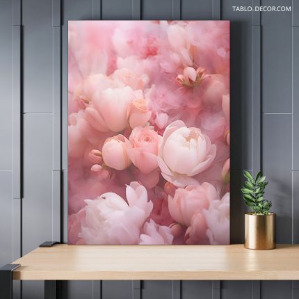 تابلو دکوراتیو مینیمال گل های صورتی Pink flowers