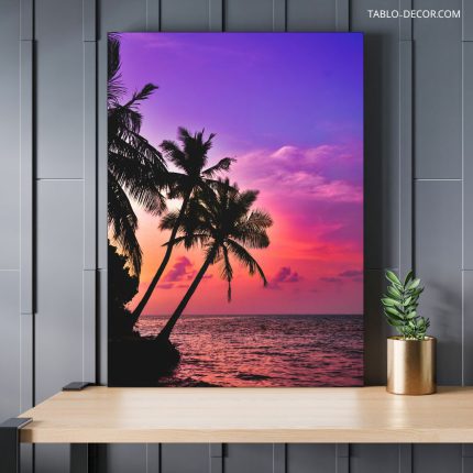 تابلو دکوراتیو مدرن ساحل و نخل های زیبا Beautiful beach and palm trees