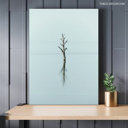 تابلو دکوراتیو مدرن درخت تنها در اب A lonely tree in the water