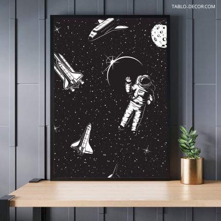 تابلو مدرن دکوراتیو فضانورد و شاتل Astronaut and shuttle