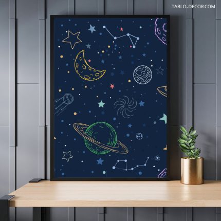 تابلو فانتزی دکوراتیو زحل و ماه Saturn and Moon