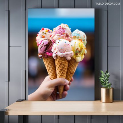 تابلو دکوراتیو مدرن بستنی لذیذ Delicious ice cream