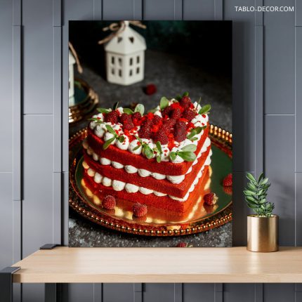 تابلو دکوراتیو مدرن کیک قلبی heart cake