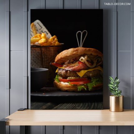 تابلو دکوراتیو برگر و سیب زمینی Burger and fries