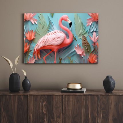 تابلو دکوراتیو مدرن فلامینگو صورتی Pink flamingo