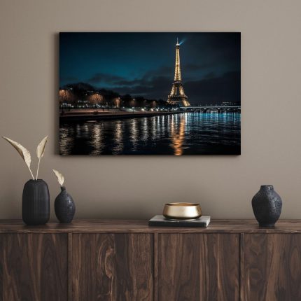 تابلو دکوراتیو مدرن برج ایفل در شب The Eiffel Tower at night