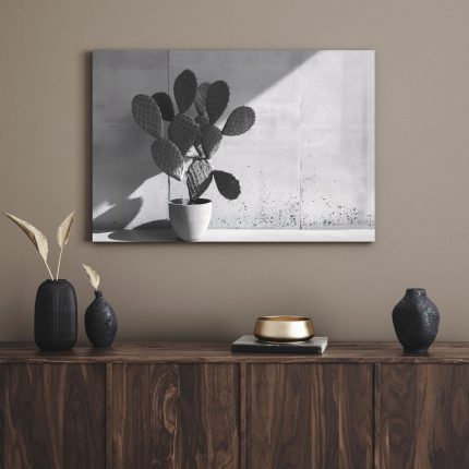 تابلو دکوراتیو مینیمال کاکتوس تنها Lonely cactus