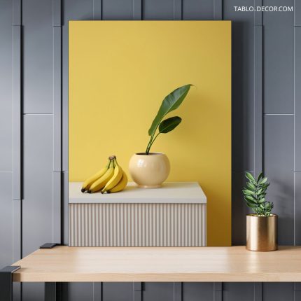 تابلو دکوراتیو مینیمال گلدون و موز Pot and banana