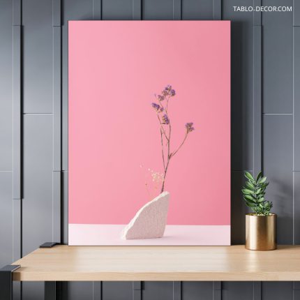تابلو دکوراتیو مینیمال گل صورتیpink flower