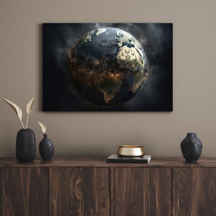 تابلو دکوراتیو سیاره سیاه رنگ Black planet
