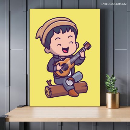 تابلو دکوراتیو مدرن پسر نوازنده musician boy