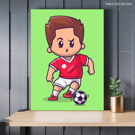تابلو دکوراتیو مدرن پسر بچه فوتبالیست The boy is a soccer player