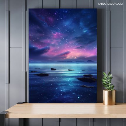 تابلو دکوراتیو مدرن اسمان بنفش purple sky