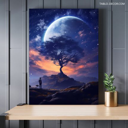 تابلو دکوراتیو مدرن درخت و ماه tree and moon