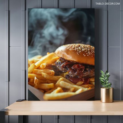 تابلو برگر و سیب زمینی Burger and fries