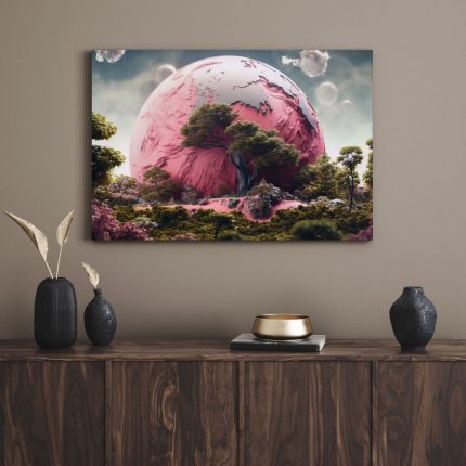 تابلو کره زمین صورتی pink globe
