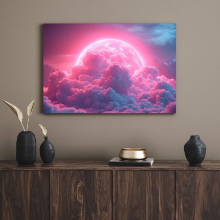 تابلو ماه و ابر صورتی Moon and pink cloud
