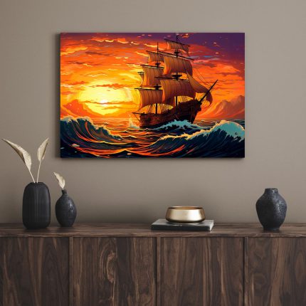 تابلو کشتی روی امواج Ship on the waves