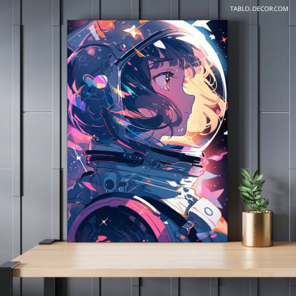 تابلو دکوراتیو هنر دیجیتال دختر فضانورد Astronaut girl digital art