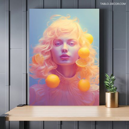 تابلو دکوراتیو دیجیتال ارت دختر مو زرد yellow hair girl