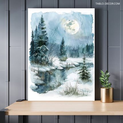 تابلو دکوراتیو فضایی ماه در زمستان The moon in winter