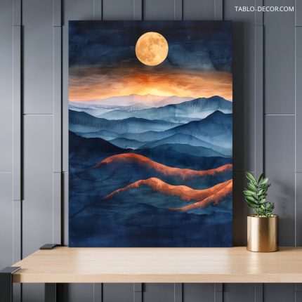 تابلو دکوراتیو فضایی ماه نارنجی orange moon