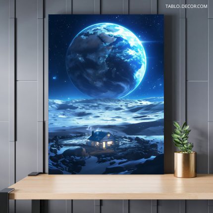 تابلو دکوراتیو فضایی ماه ابی blue moon