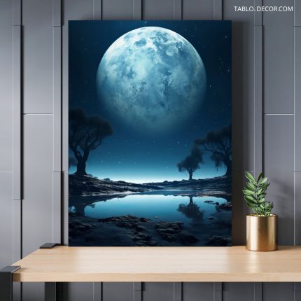 تابلو دکوراتیو فضایی ماه نورانی bright moon