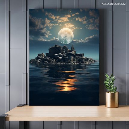 تابلو دکوراتیو فضایی ماه نورانی bright moon