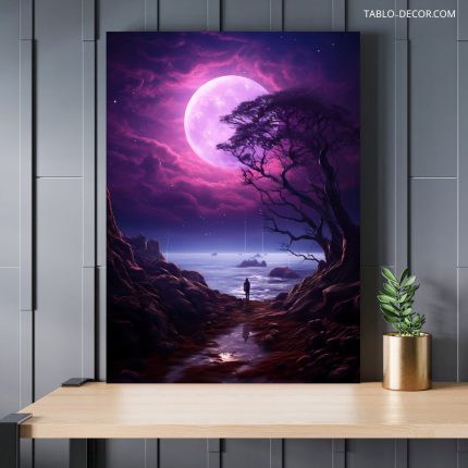 تابلو دکوراتیو فضایی ماه نورانی bright moon