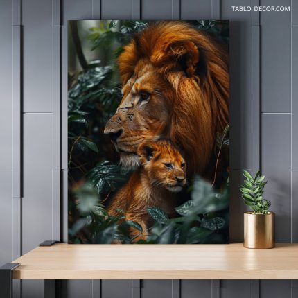 تابلو دکوراتیو مدرن شیر مهربان kind lion