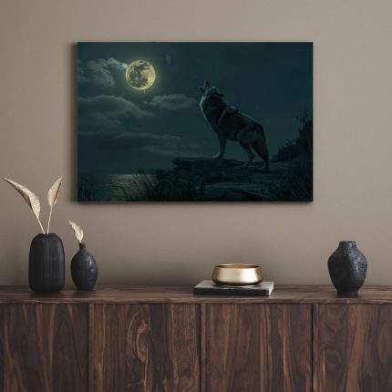 تابلو دکوراتیو حیوانات زوزه گرگ Wolf howling