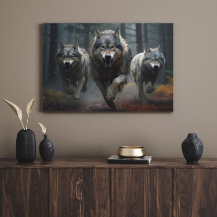 تابلو دکوراتیو حیوانات گرگ های خشن Fierce wolves