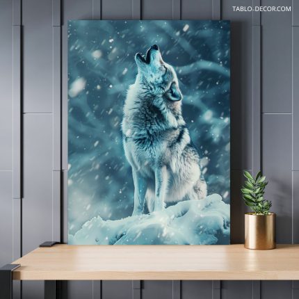 تابلو دکوراتیو حیوانات گرگ در برف Wolf in the snow