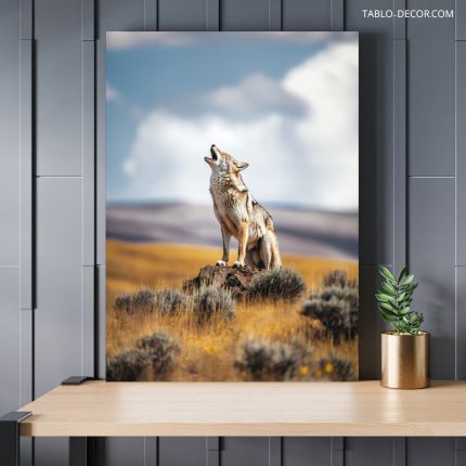 تابلو دکوراتیو حیوانات زوزه گرگ Wolf howling