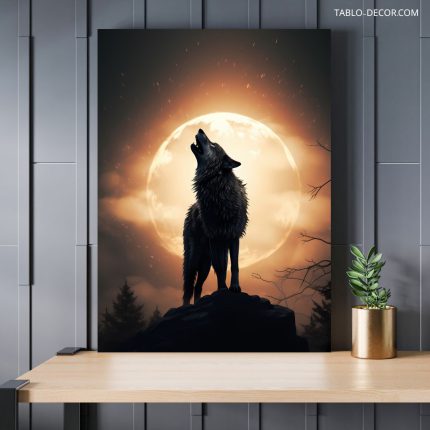 تابلو دکوراتیو حیوانات زوزه گرگ Wolf howling