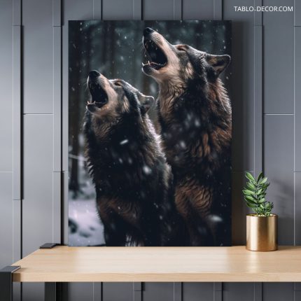 تابلو دکوراتیو حیوانات زوزه های گرگ Wolf howls